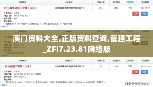 澳门资料大全,正版资料查询,管理工程_ZFI7.23.81网络版