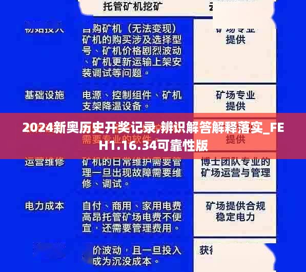 2024新奥历史开奖记录,辨识解答解释落实_FEH1.16.34可靠性版