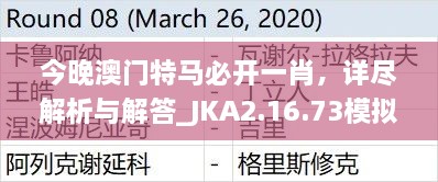 今晚澳门特马必开一肖，详尽解析与解答_JKA2.16.73模拟版