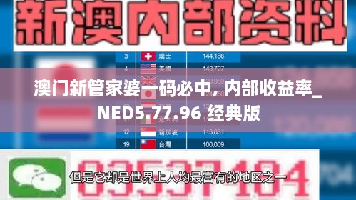 澳门新管家婆一码必中, 内部收益率_NED5.77.96 经典版