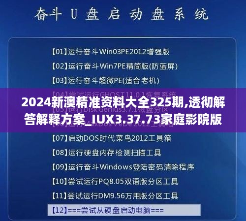 2024新澳精准资料大全325期,透彻解答解释方案_IUX3.37.73家庭影院版