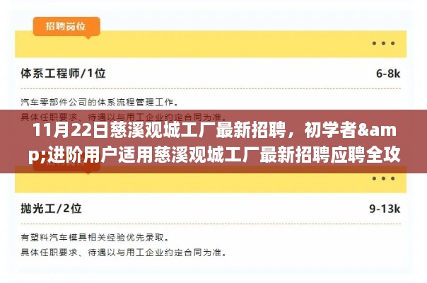 慈溪观城工厂最新招聘及应聘全攻略，适合初学者与进阶用户标题生成仅供参考，具体请根据实际情况撰写标题。