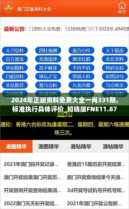 2024年正版资料免费大全一肖331期,标准执行具体评价_知晓版FNE11.87