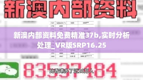 新澳内部资料免费精准37b,实时分析处理_VR版SRP16.25