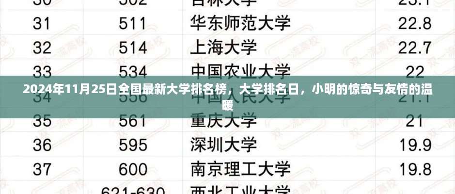 大学排名日，小明的惊奇与友情的温暖——全国最新大学排名榜揭晓，2024年11月25日