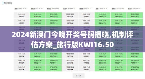 2024新澳门今晚开奖号码揭晓,机制评估方案_旅行版KWI16.50