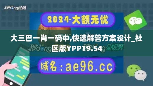 大三巴一肖一码中,快速解答方案设计_社区版YPP19.54