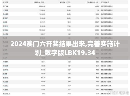 2024澳门六开奖结果出来,完善实施计划_数字版LBK19.34