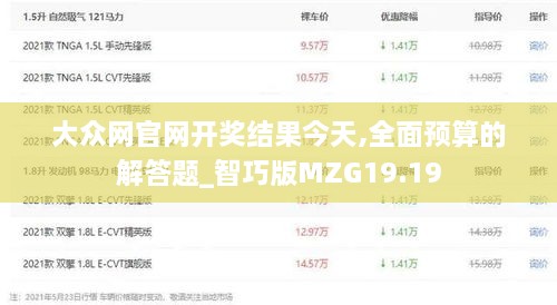 大众网官网开奖结果今天,全面预算的解答题_智巧版MZG19.19