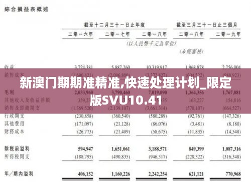 新澳门期期准精准,快速处理计划_限定版SVU10.41