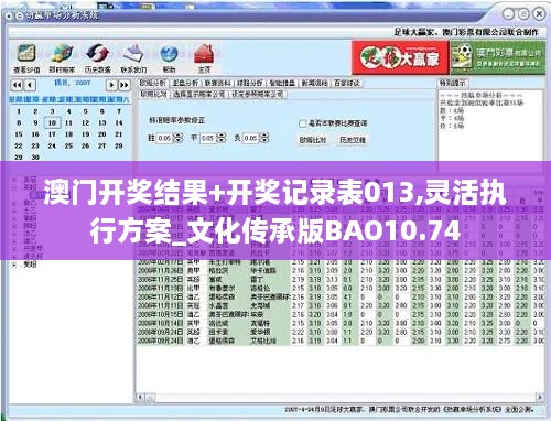 澳门开奖结果+开奖记录表013,灵活执行方案_文化传承版BAO10.74