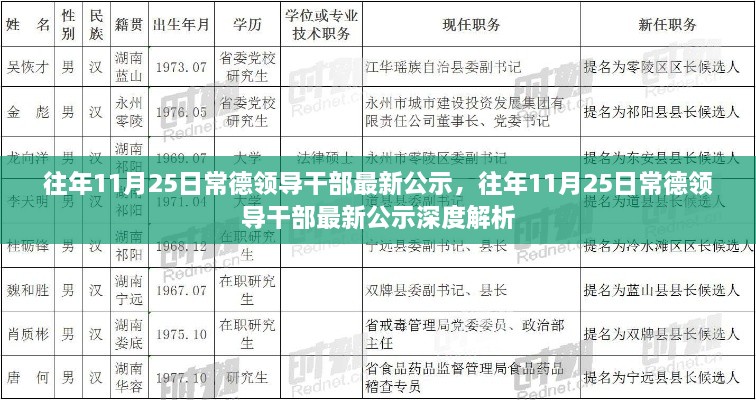 常德领导干部最新公示及深度解析报告发布