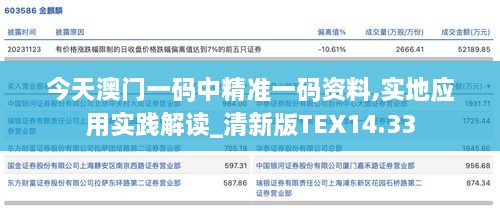 今天澳门一码中精准一码资料,实地应用实践解读_清新版TEX14.33