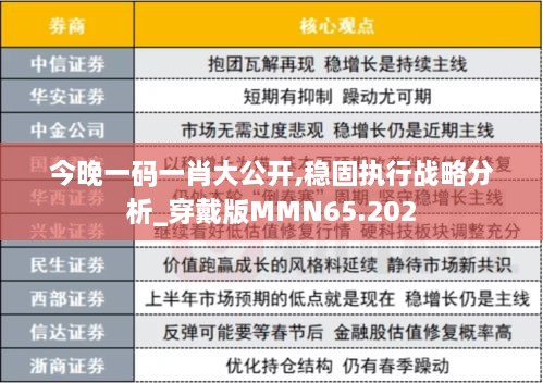 今晚一码一肖大公开,稳固执行战略分析_穿戴版MMN65.202